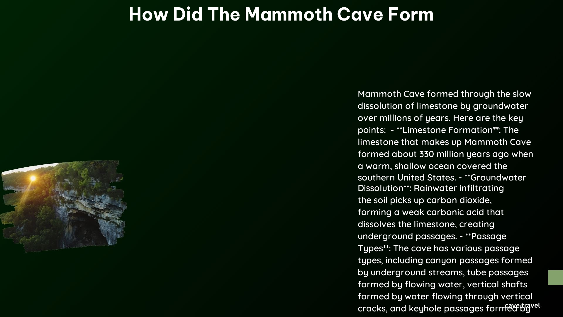 How Did the Mammoth Cave Form