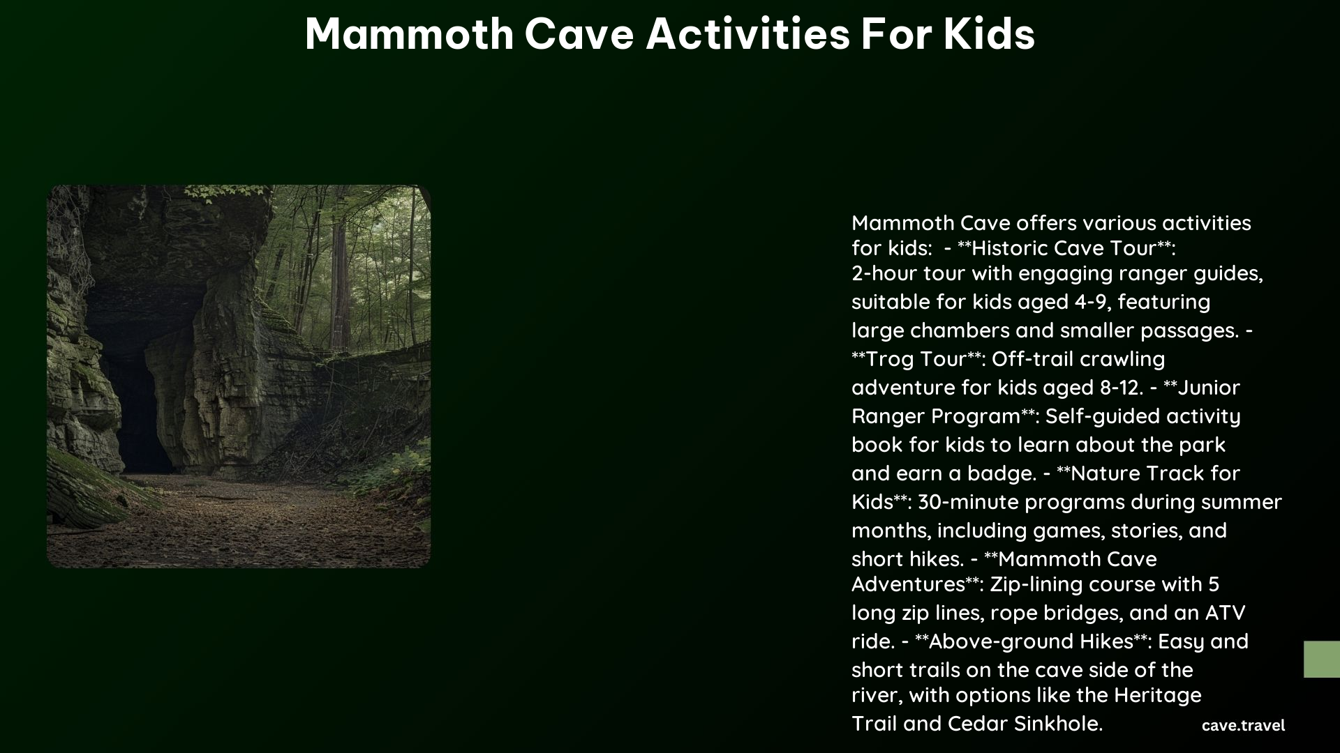 Mammoth Cave Activities for Kids