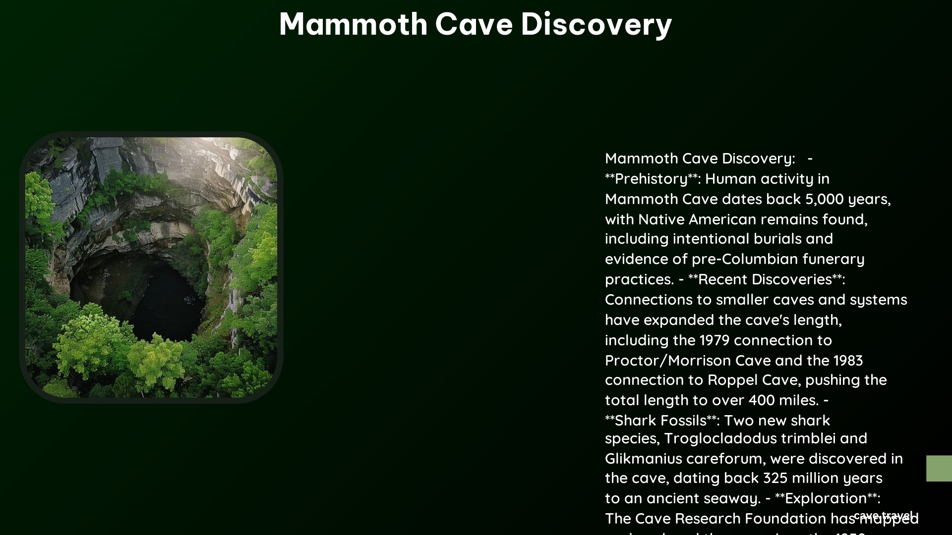 Mammoth Cave Discovery