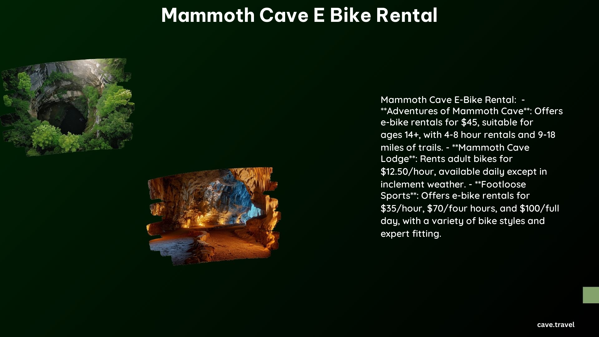 Mammoth Cave E Bike Rental