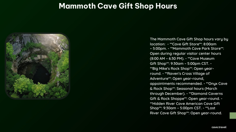 Mammoth Cave Gift Shop Hours