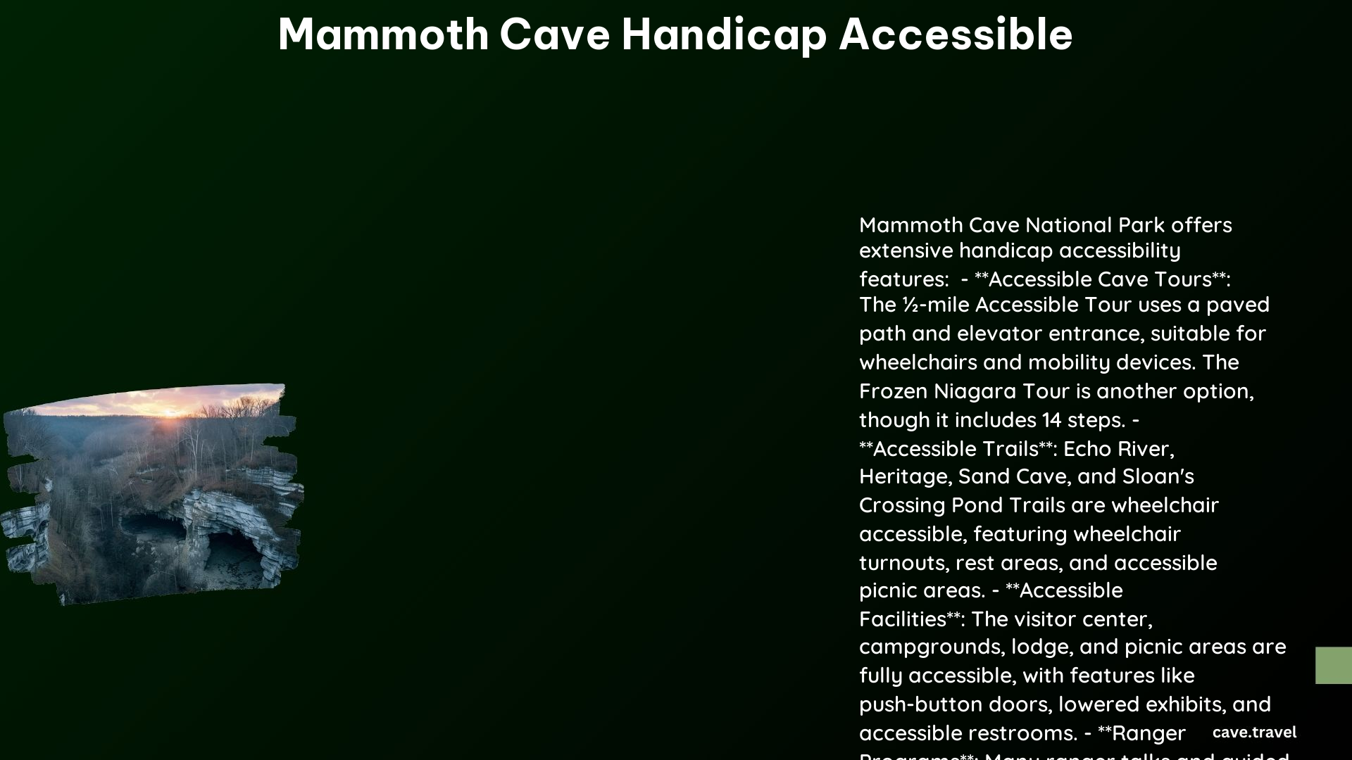 Mammoth Cave Handicap Accessible