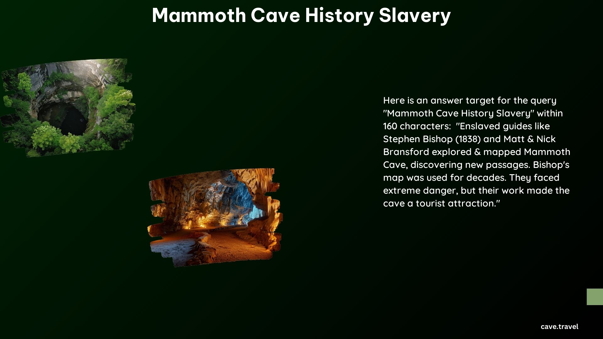 Mammoth Cave History Slavery