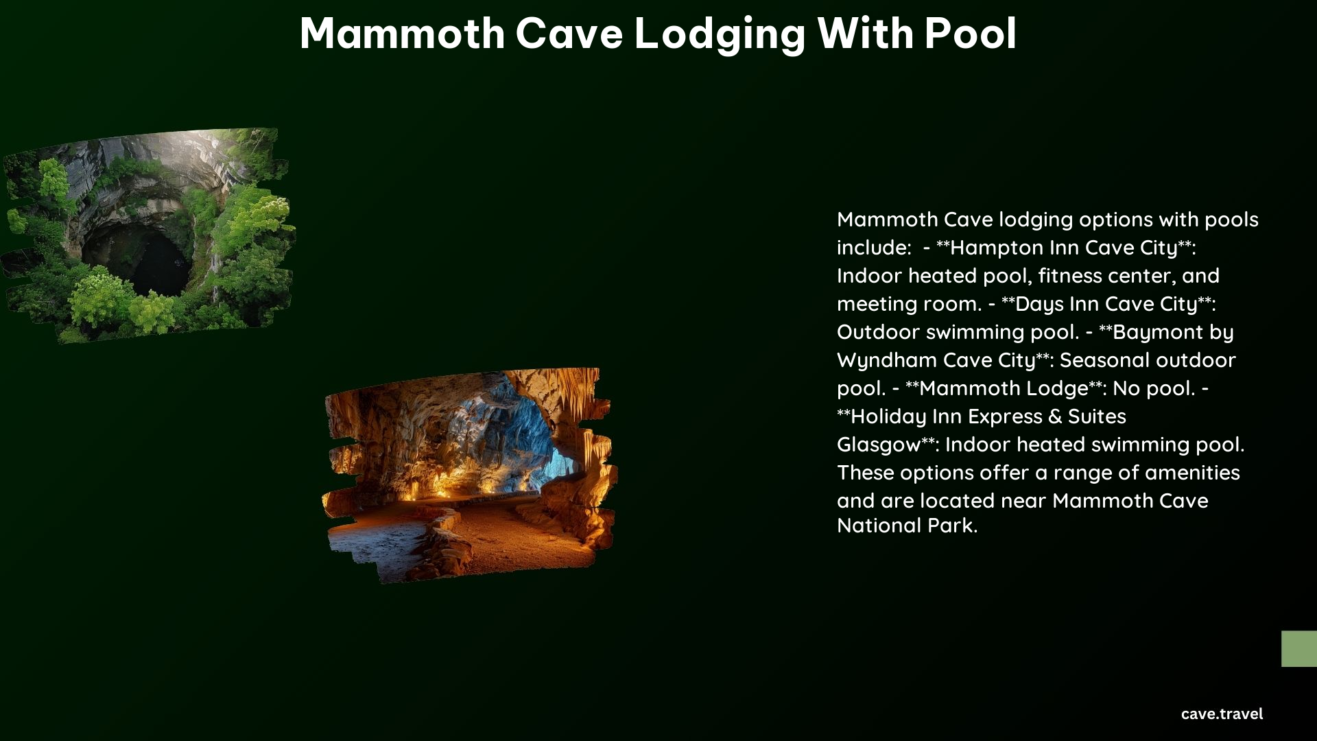 Mammoth Cave Lodging With Pool