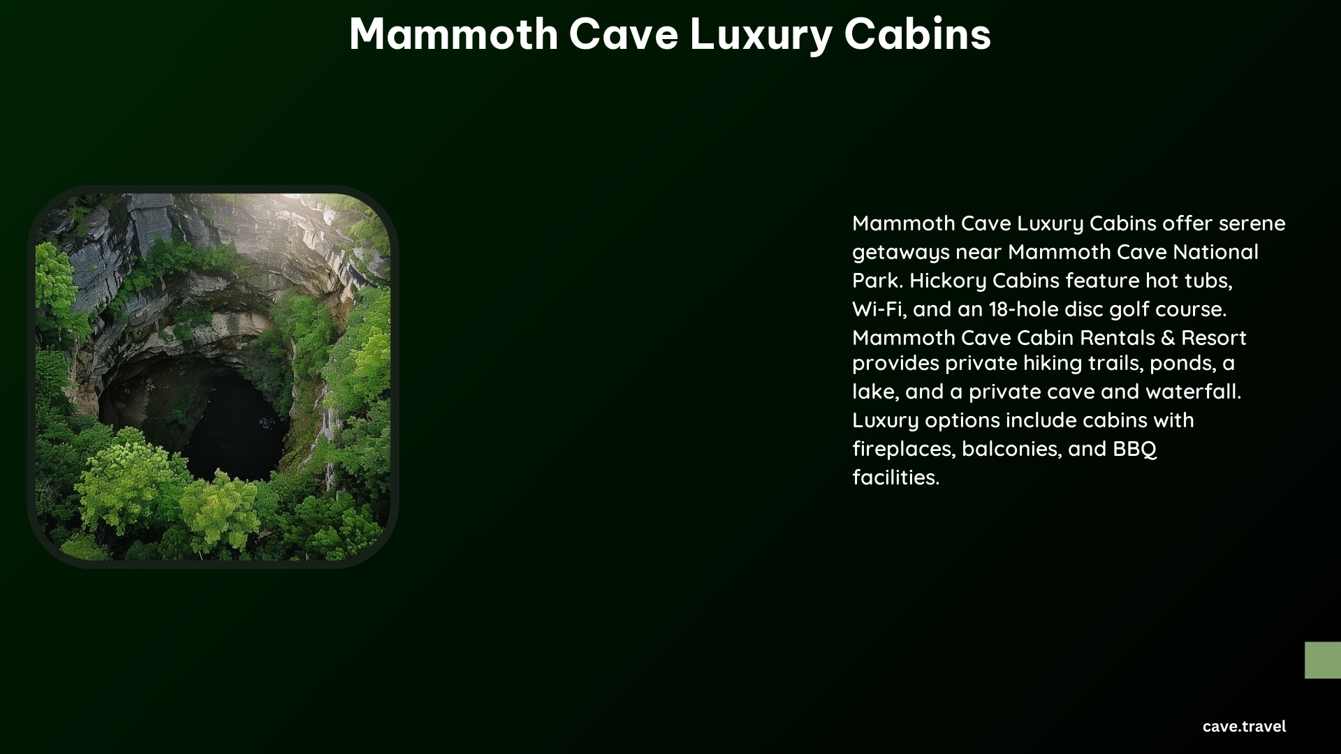 Mammoth Cave Luxury Cabins