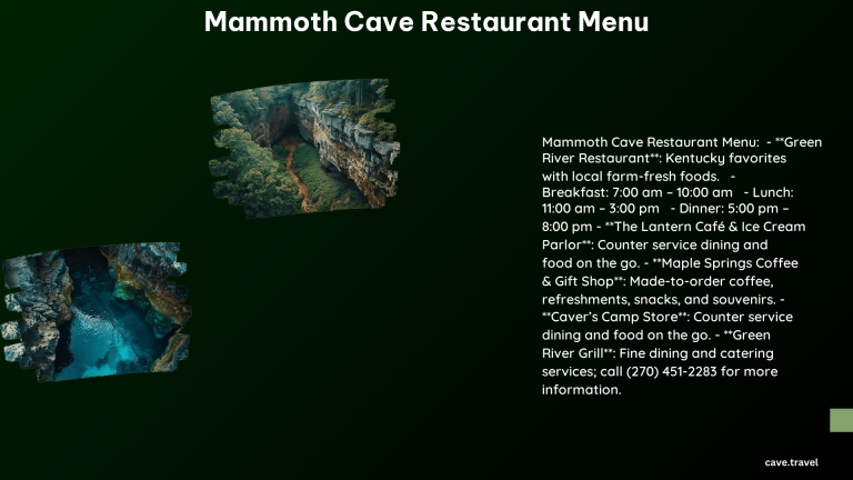 Mammoth Cave Restaurant Menu