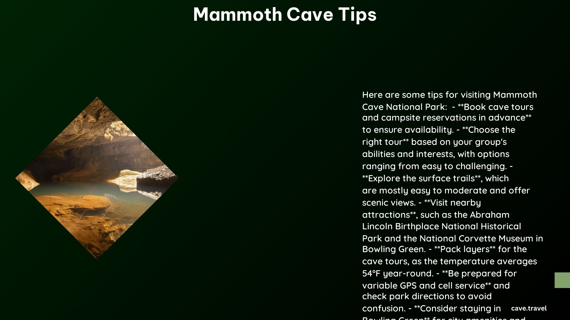 Mammoth Cave Tips