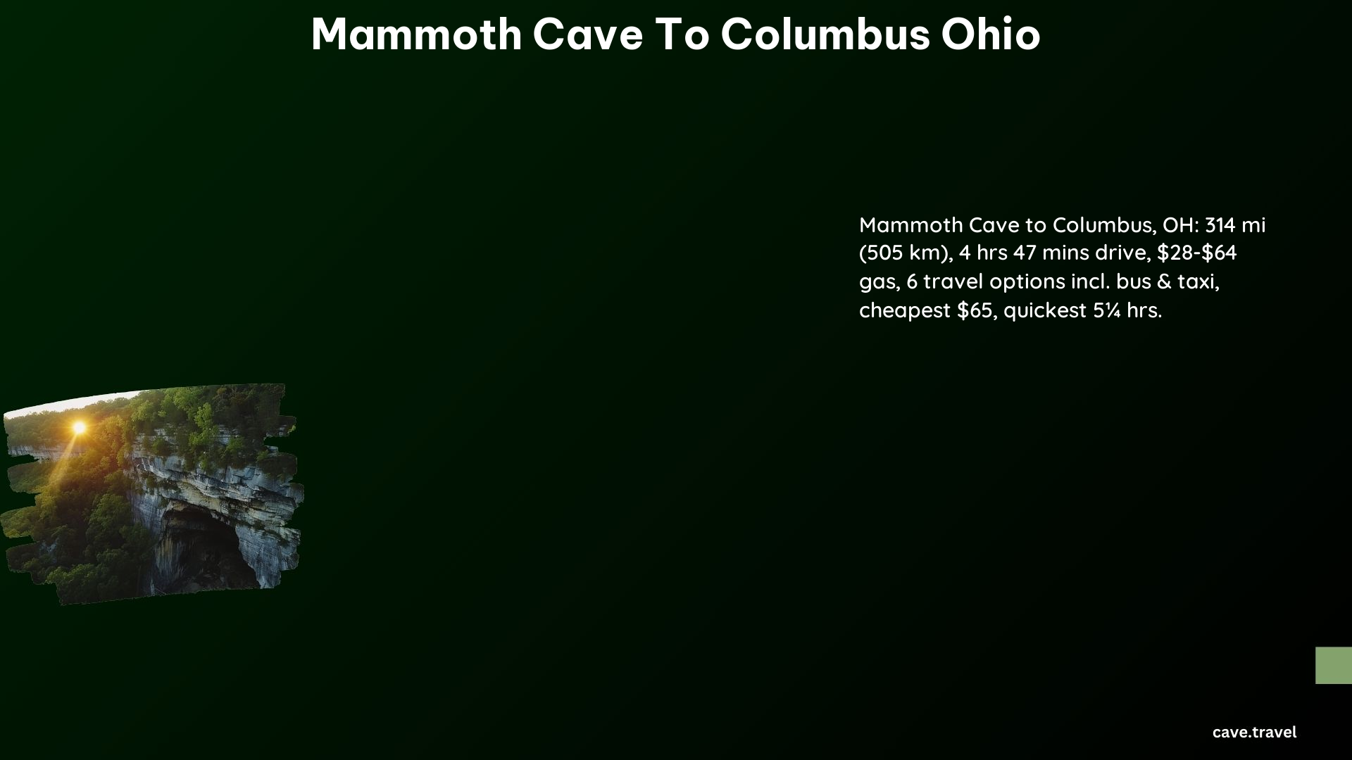 Mammoth Cave to Columbus Ohio