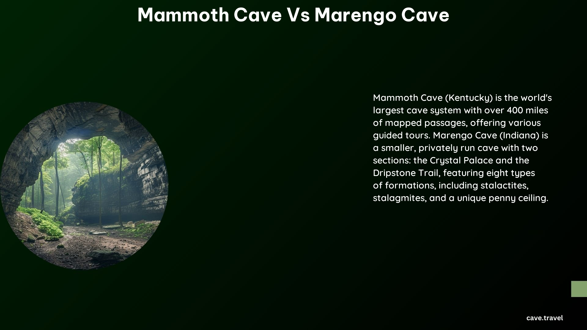 Mammoth Cave vs Marengo Cave