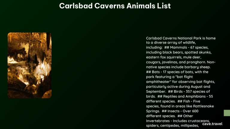 carlsbad caverns animals list