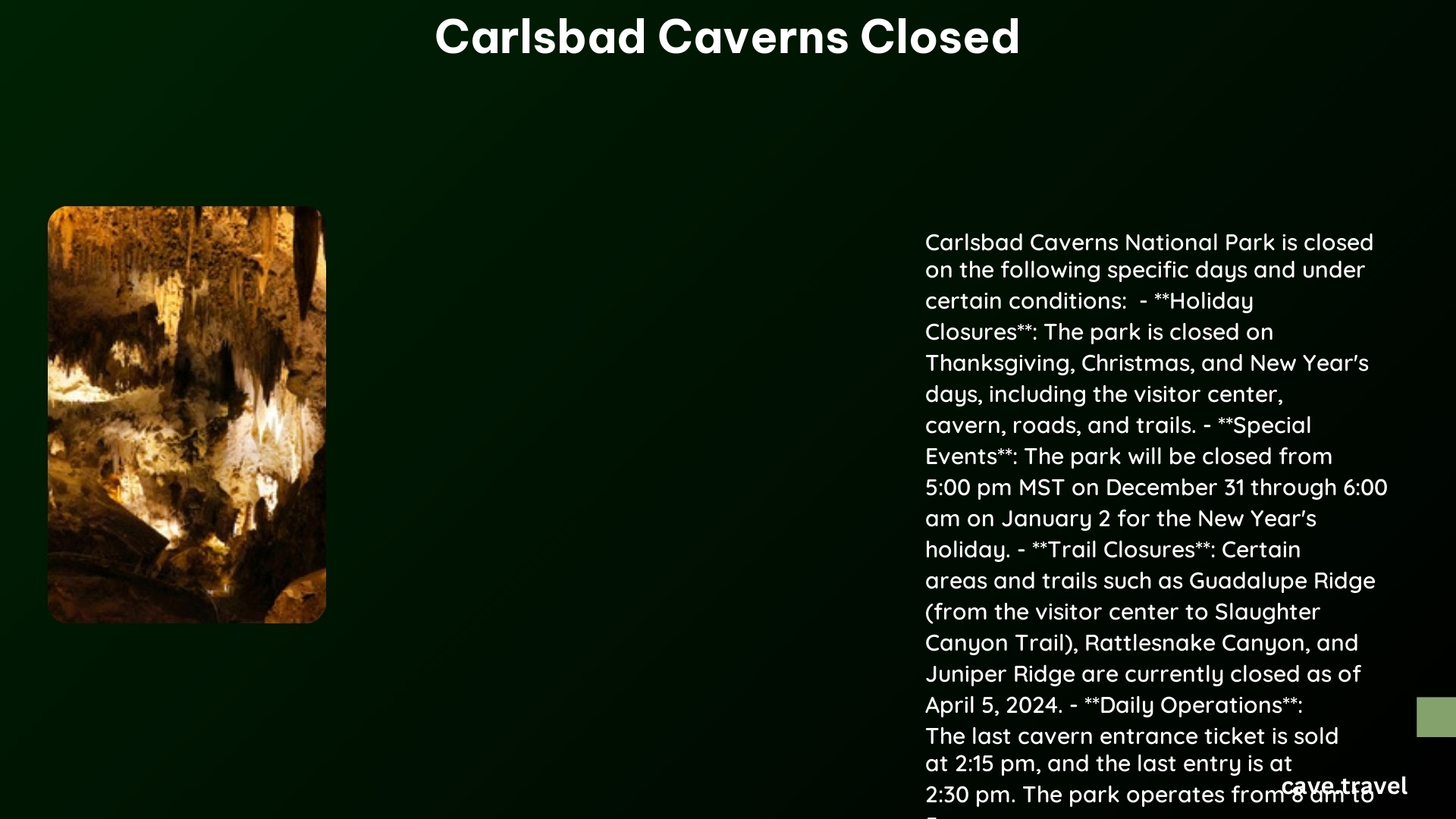 carlsbad caverns closed