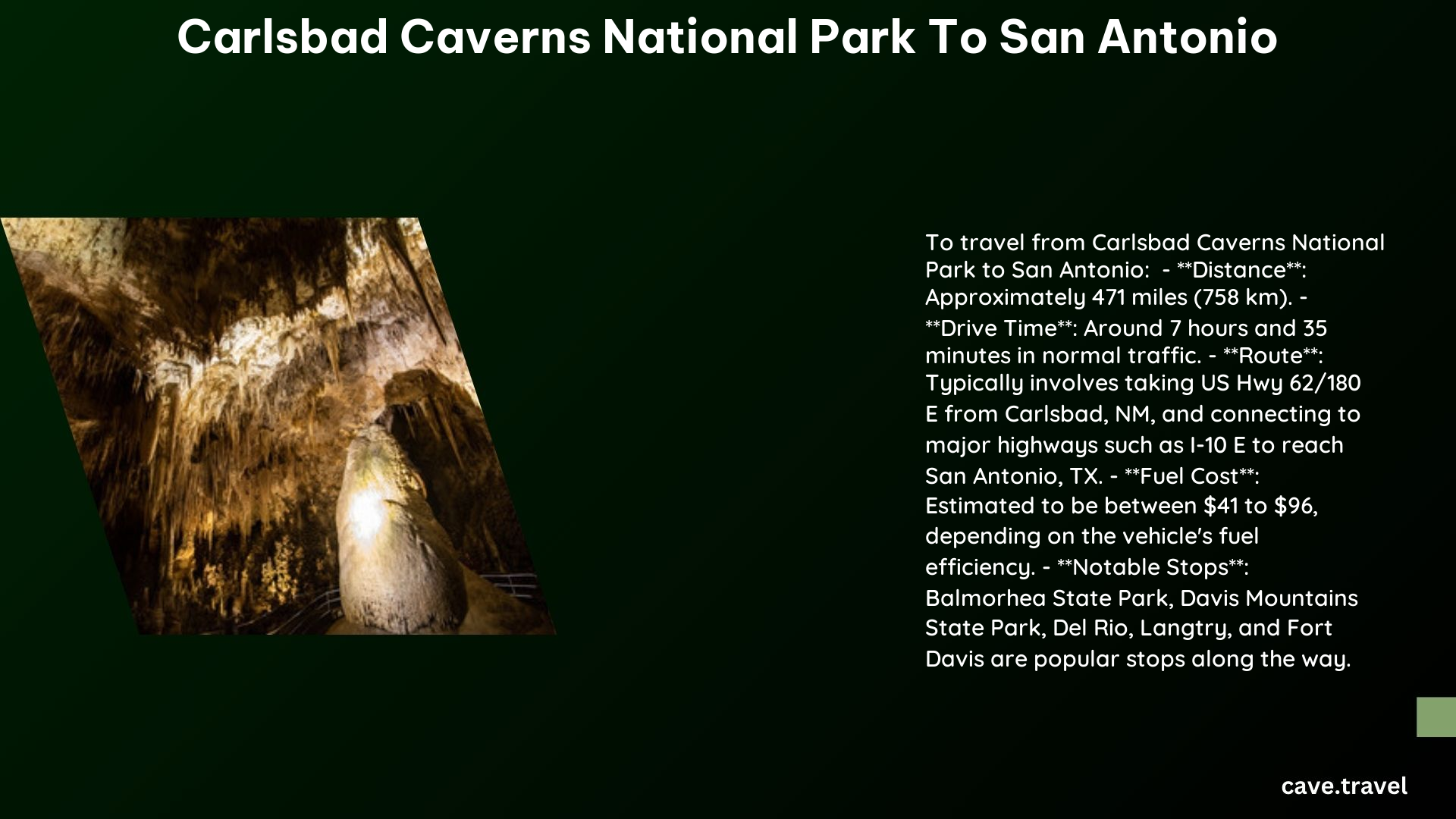 carlsbad caverns national park to san antonio