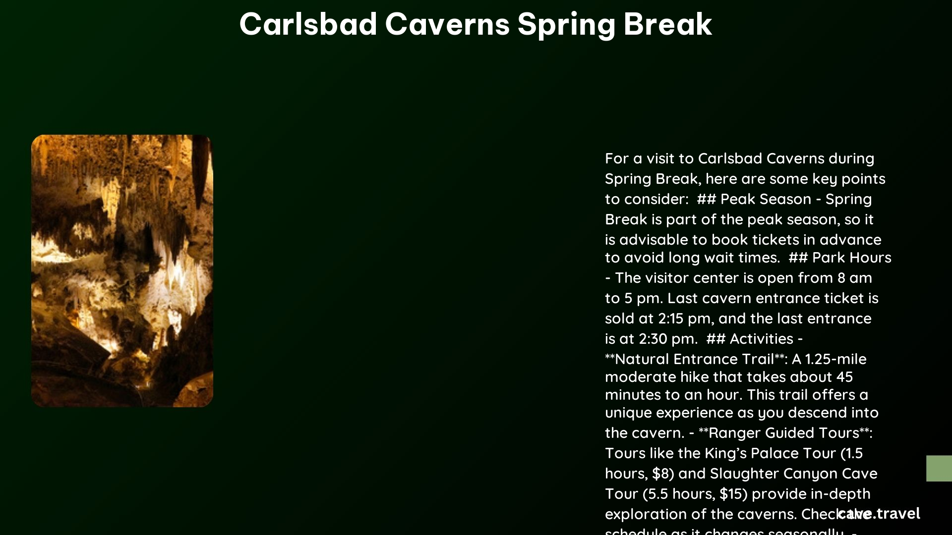 carlsbad caverns spring break