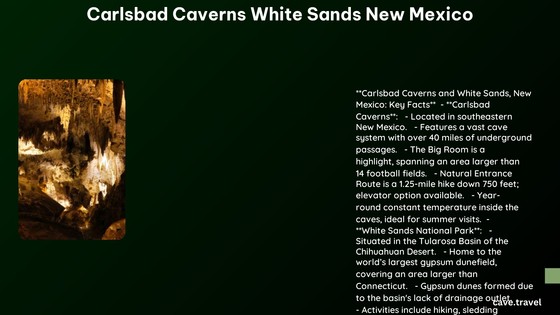 carlsbad caverns white sands new