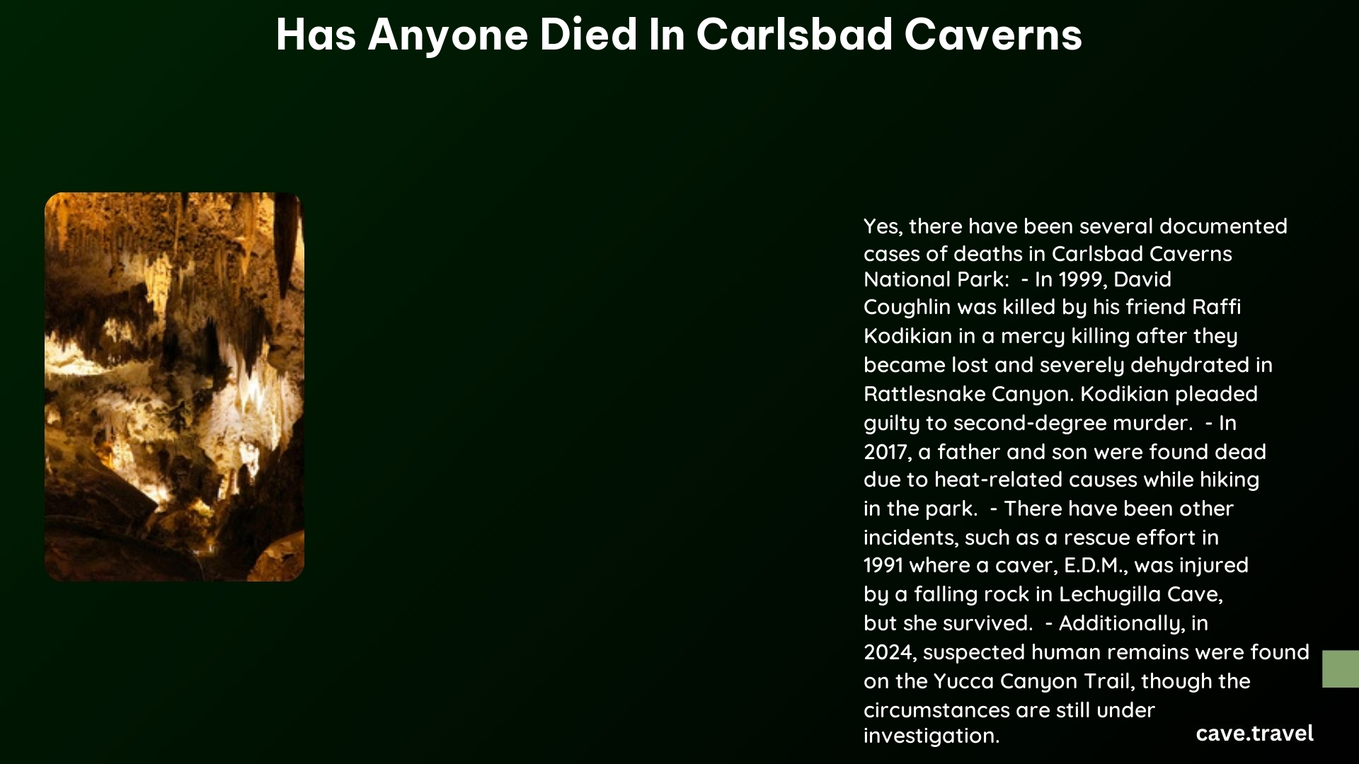 has anyone died in carlsbad caverns