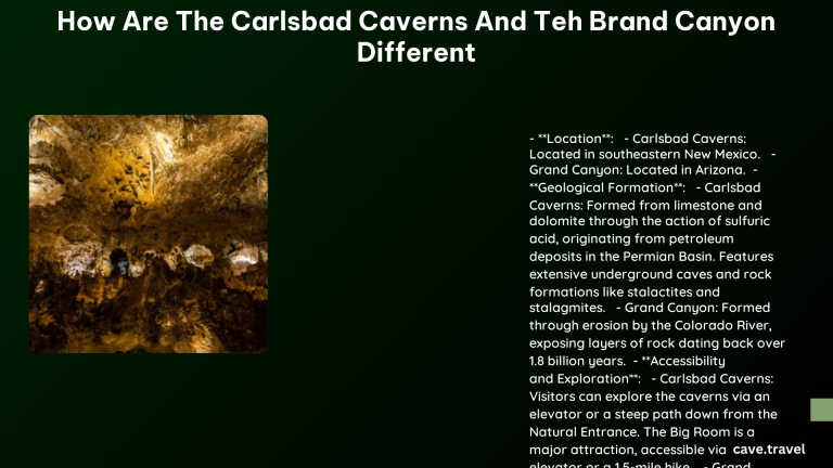 how are the carlsbad caverns and teh brand canyon different