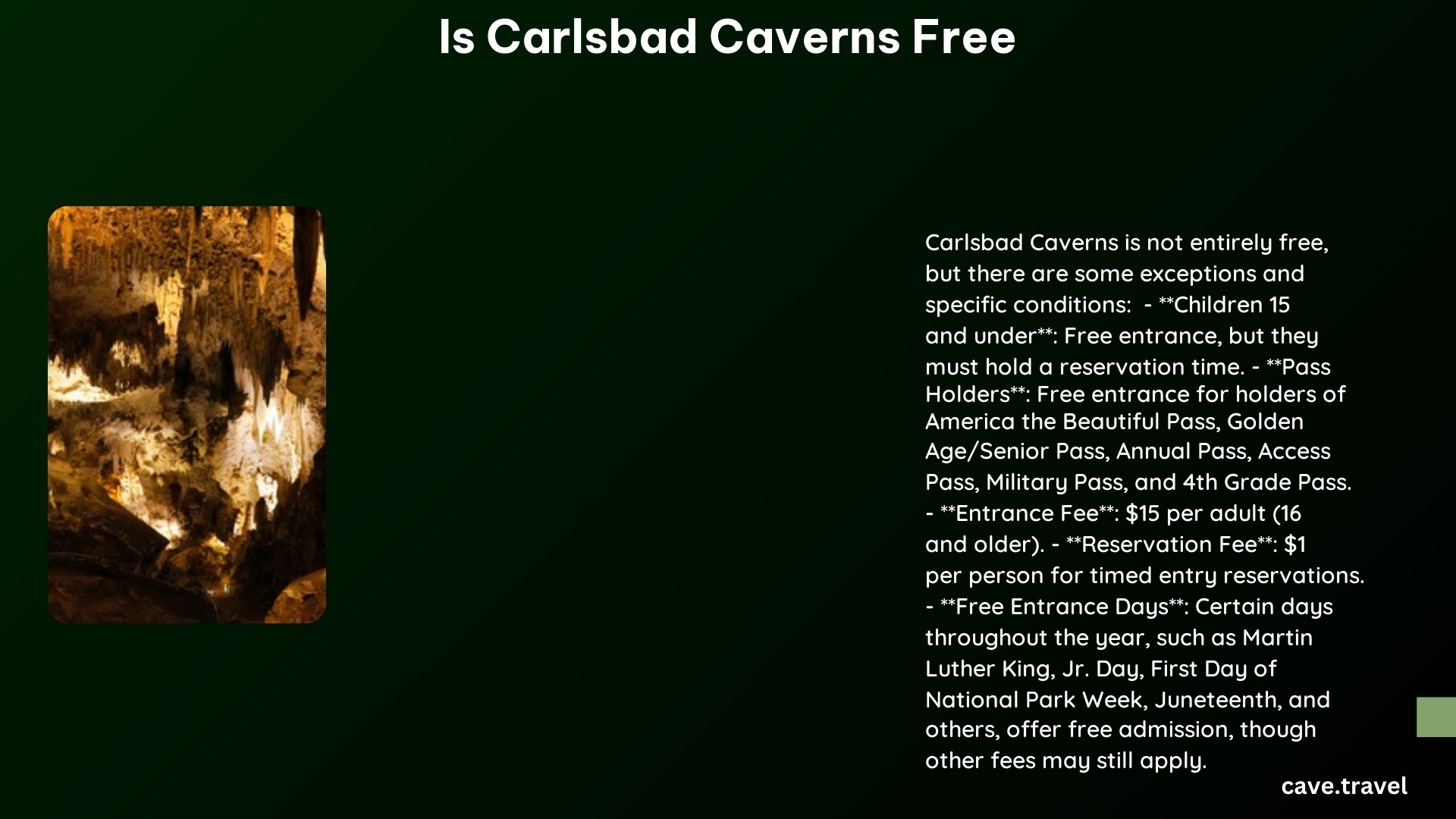 is carlsbad caverns free