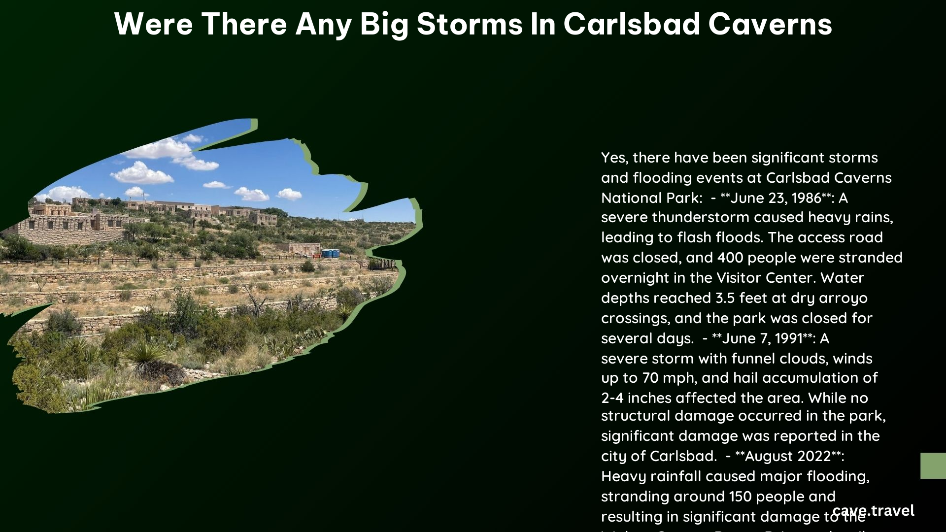 were there any big storms in carlsbad caverns